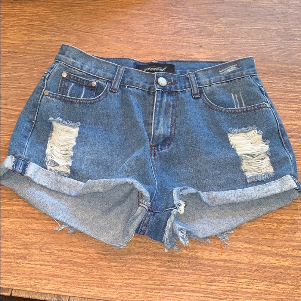Designer high waisted denim jean shorts